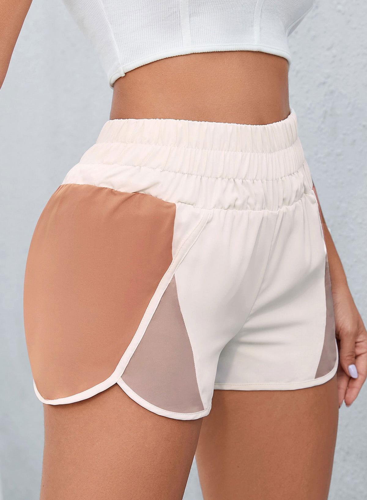 Color Block Wide Waistband Shorts - Clothes For Her Online Store