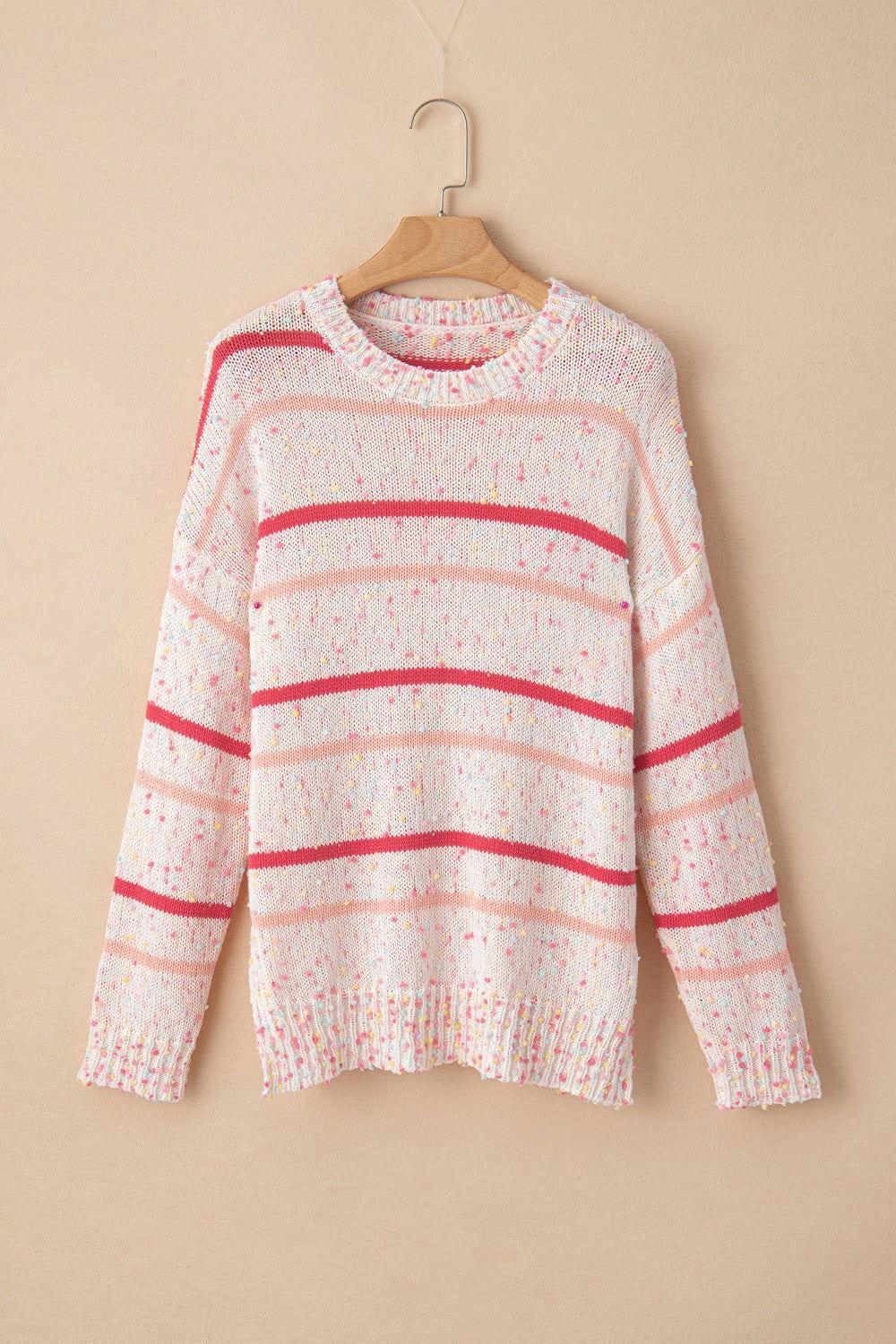 Confetti Round Neck Dropped Shoulder Sweater