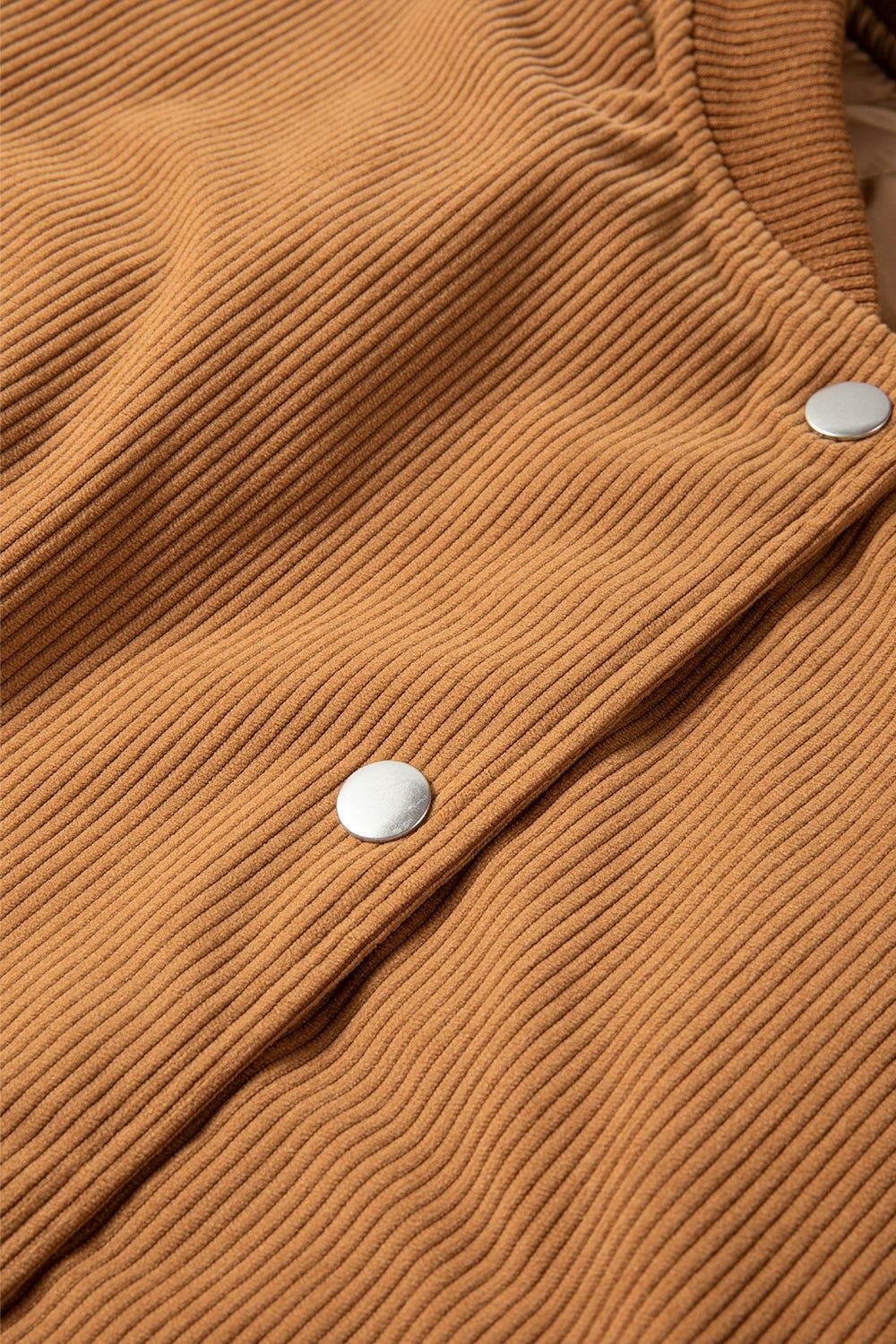 Contrast Baseball Collar Snap Down Long Sleeve Jacket - Clothes For Her Online Store