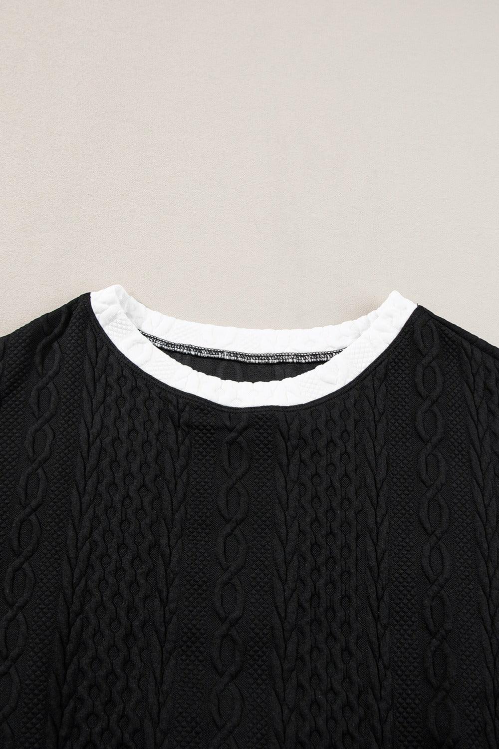 Contrast Trim Round Neck Top and Shorts Set - Clothes For Her Online Store