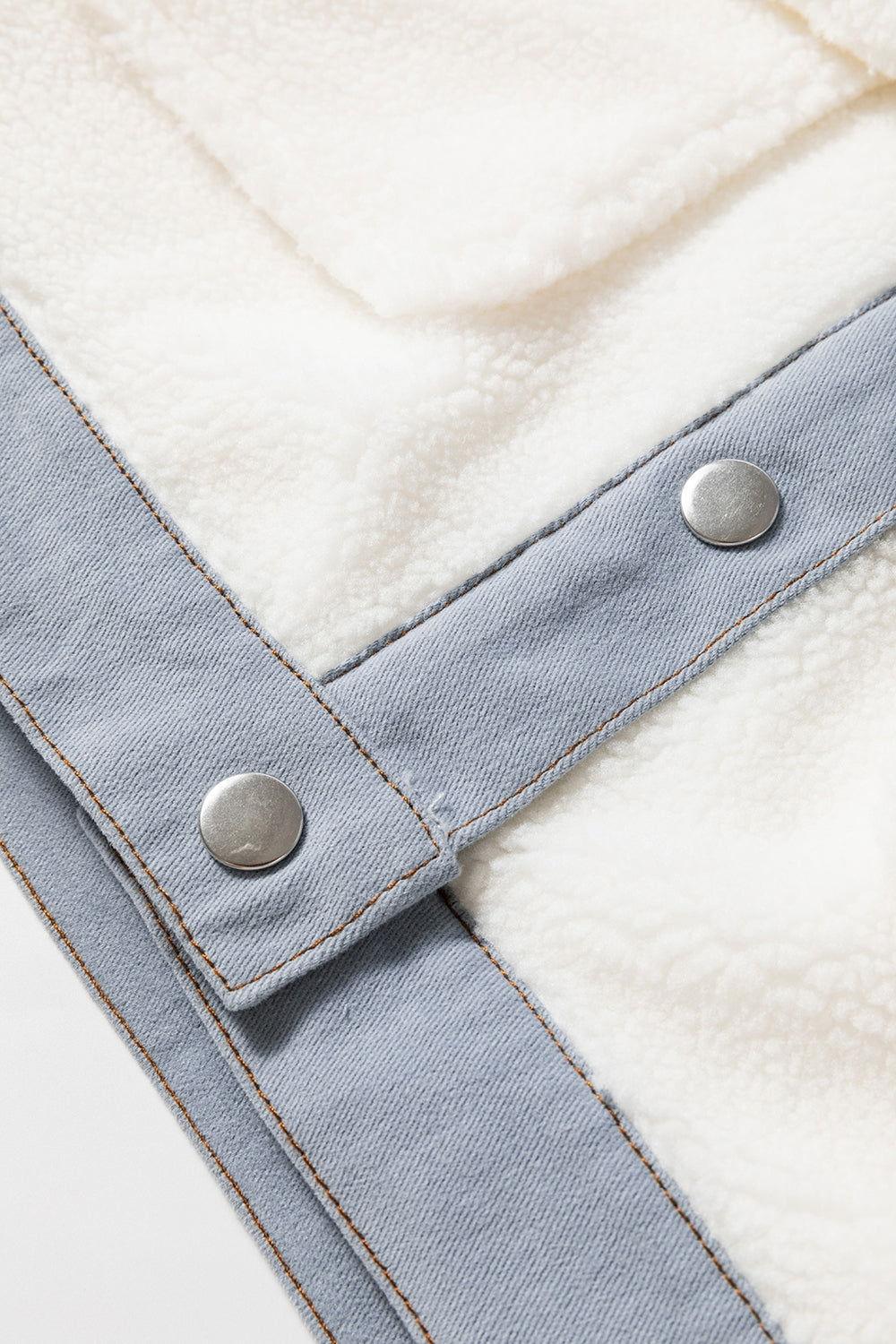 Contrast Trim Snap Down Jacket - Clothes For Her Online Store