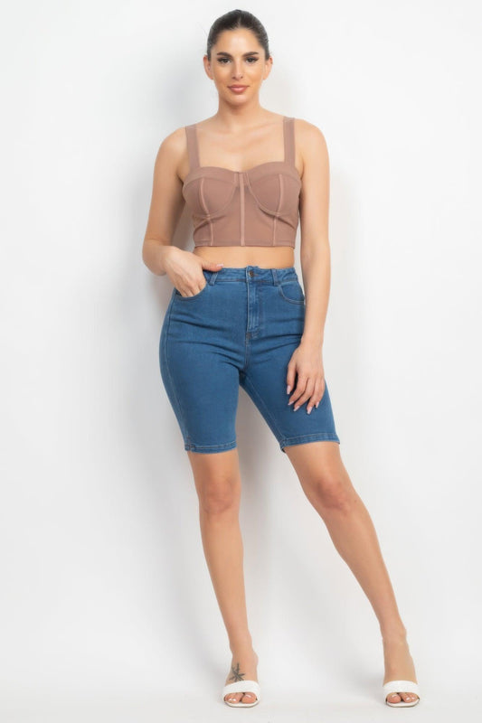 Contrasting Mesh Padded Tank Top - Clothes For Her Online Store