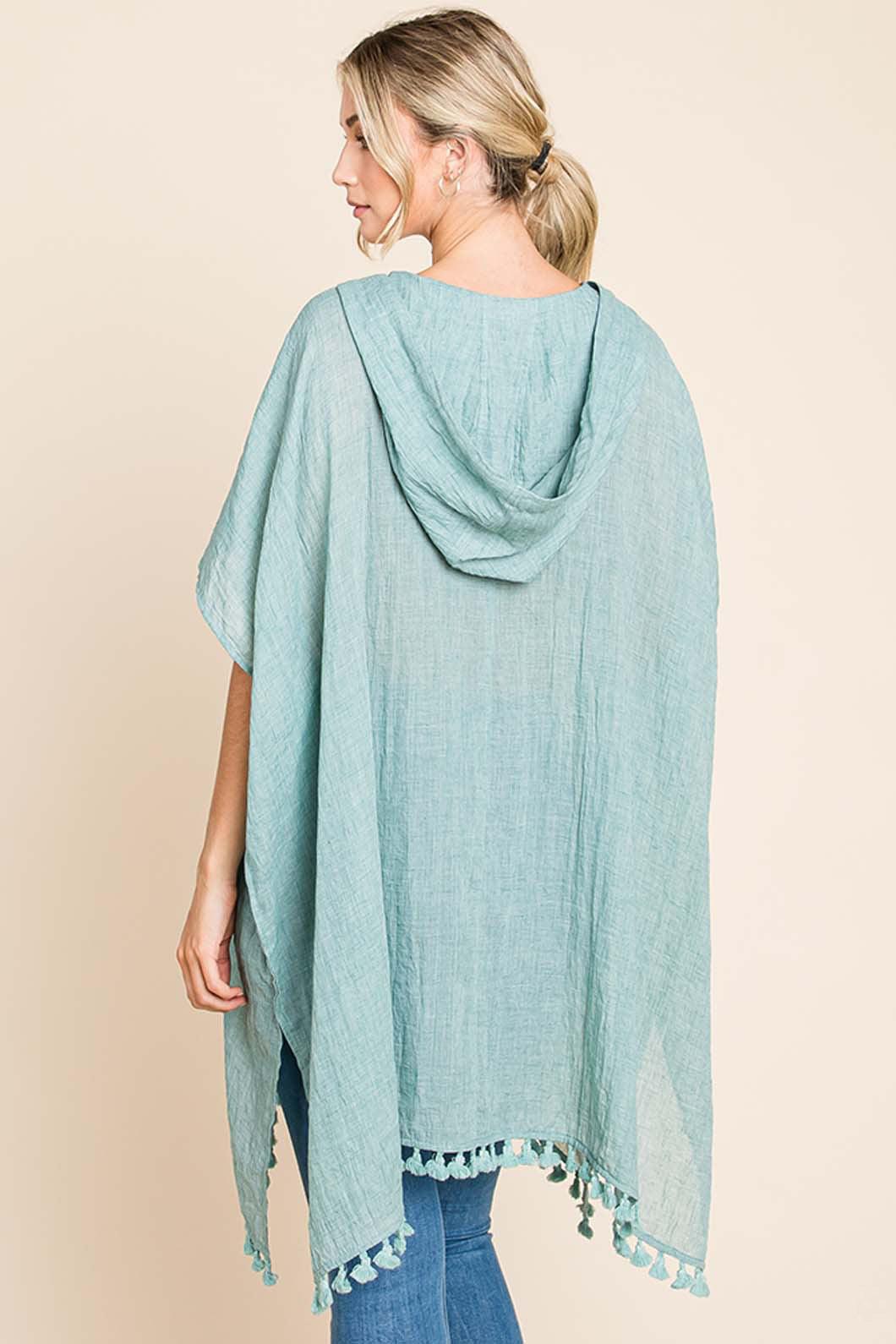 Cotton Bleu by Nu Label Tassel Hem Hooded Cover Up - Clothes For Her Online Store