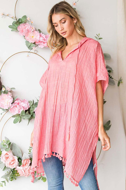 Cotton Bleu by Nu Label Tassel Hem Hooded Cover Up - Clothes For Her Online Store