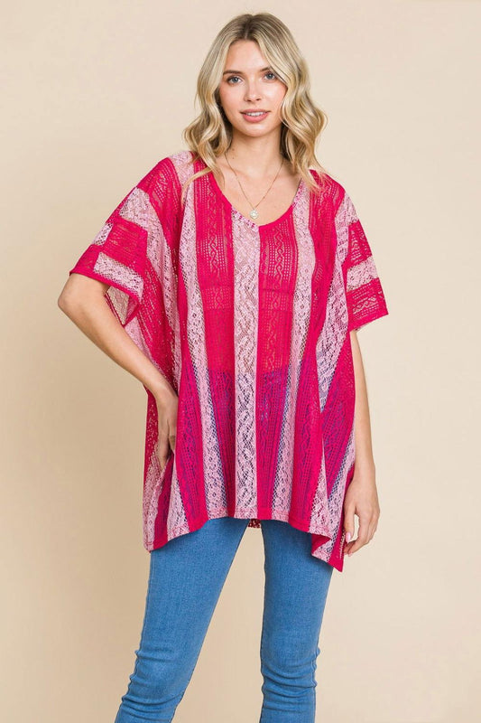 Cotton Bleu by Nu Label V Neck Drop Shoulder Oversize Top - Clothes For Her Online Store