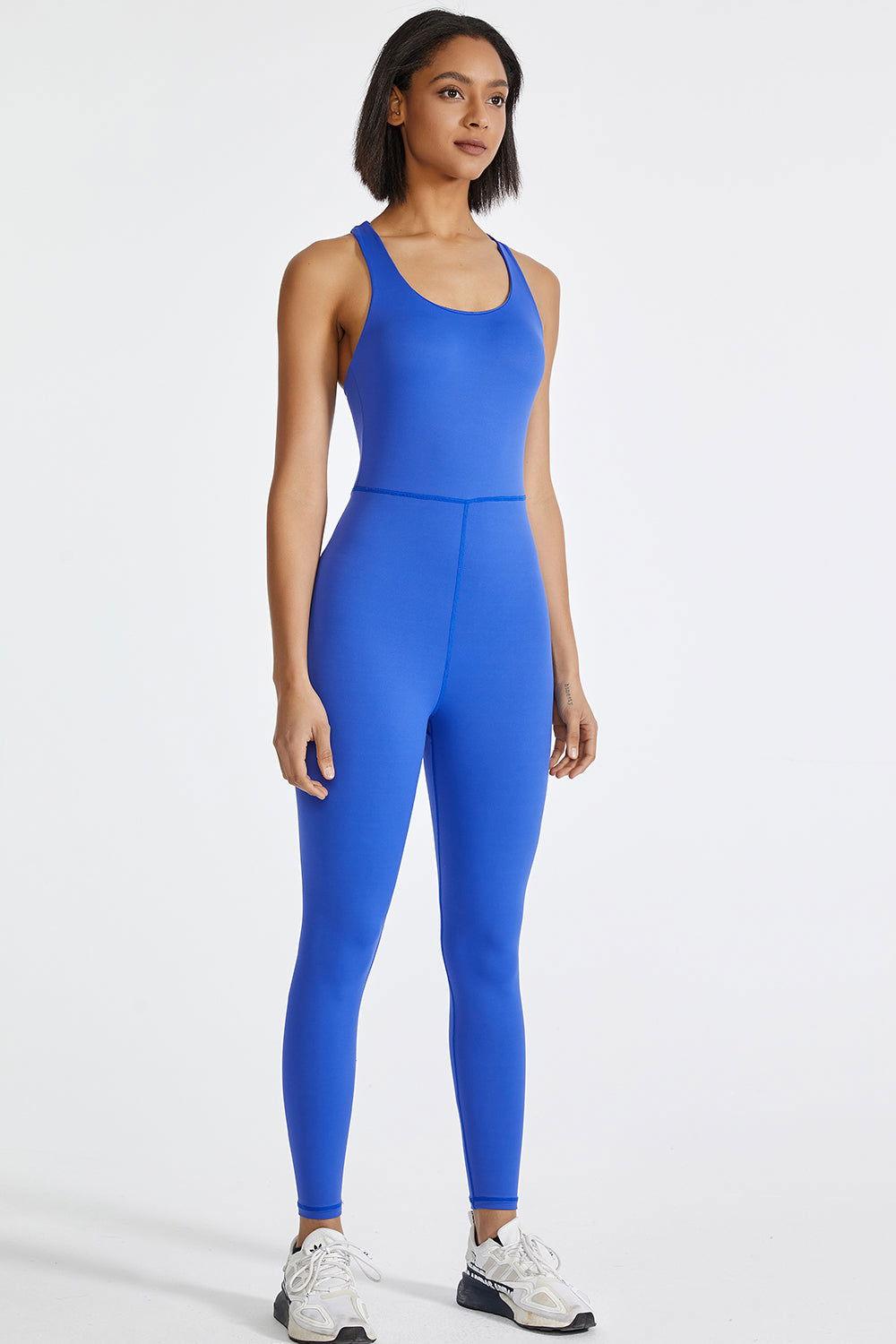 Crisscross Back Wide Strap Active Jumpsuit - Clothes For Her Online Store