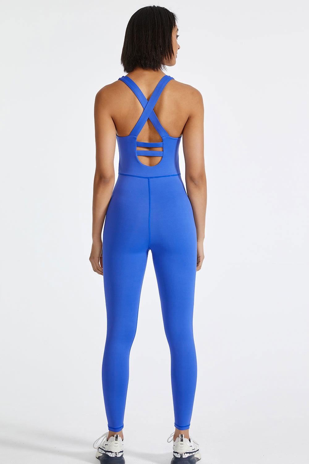 Crisscross Back Wide Strap Active Jumpsuit - Clothes For Her Online Store