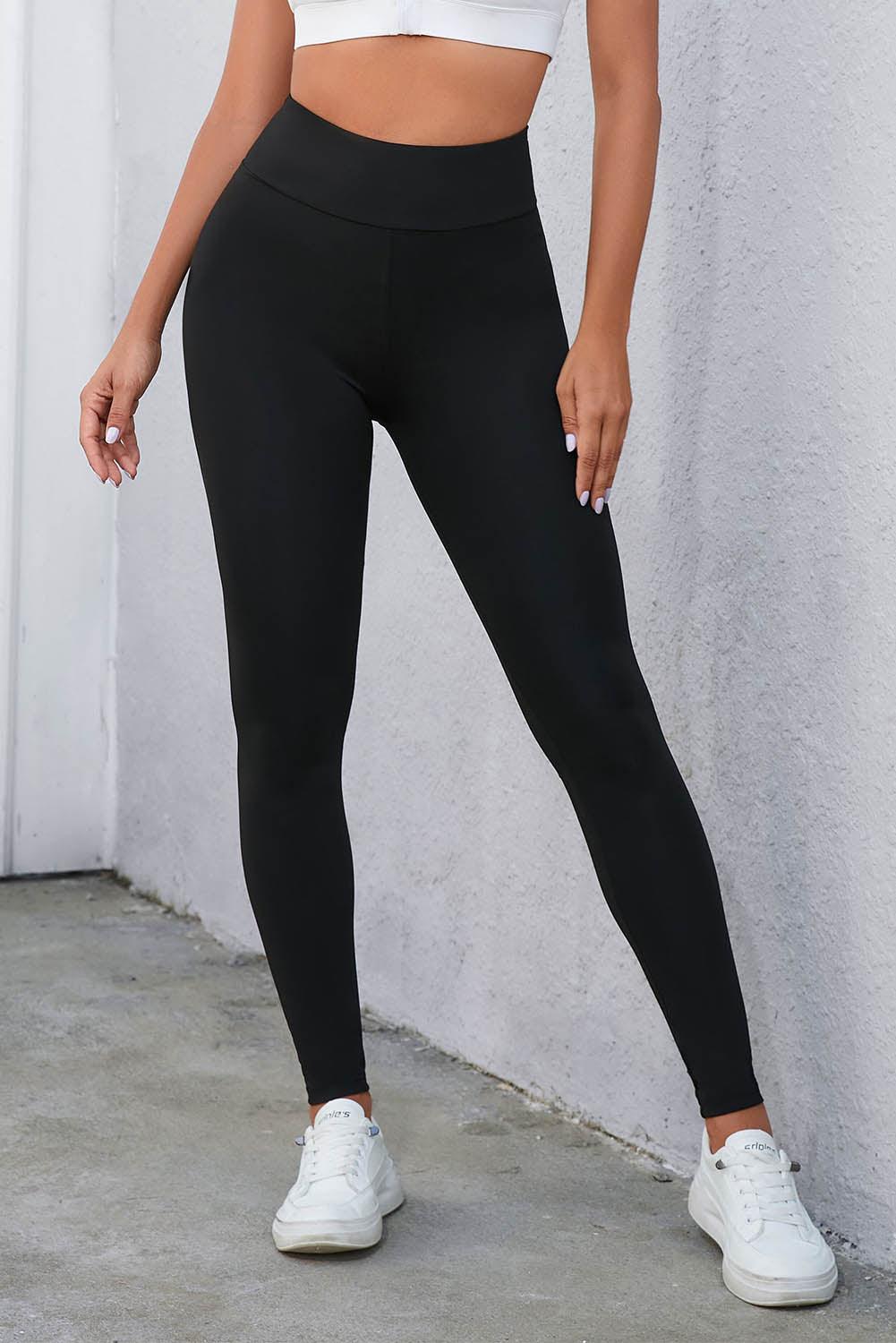 Crisscross Detail Wide Waistband Leggings - Clothes For Her Online Store