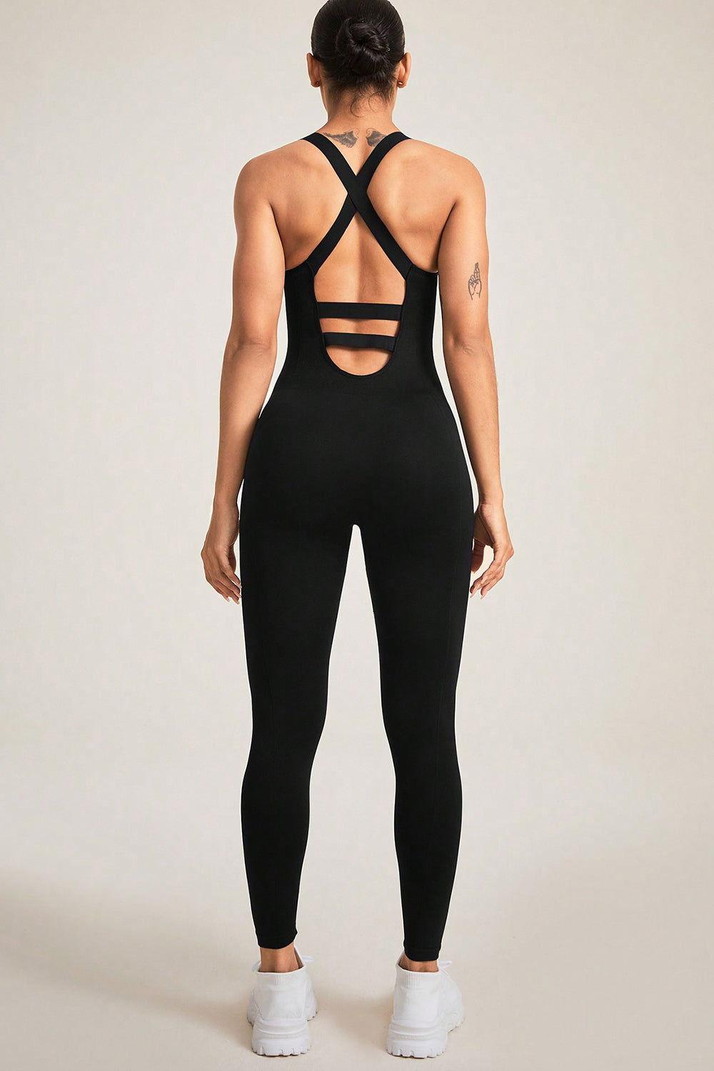 Crisscross Wide Strap Jumpsuit - Clothes For Her Online Store