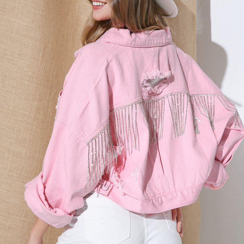 Cropped Collared Neck Dropped Shoulder Denim Jacket - Clothes For Her Online Store