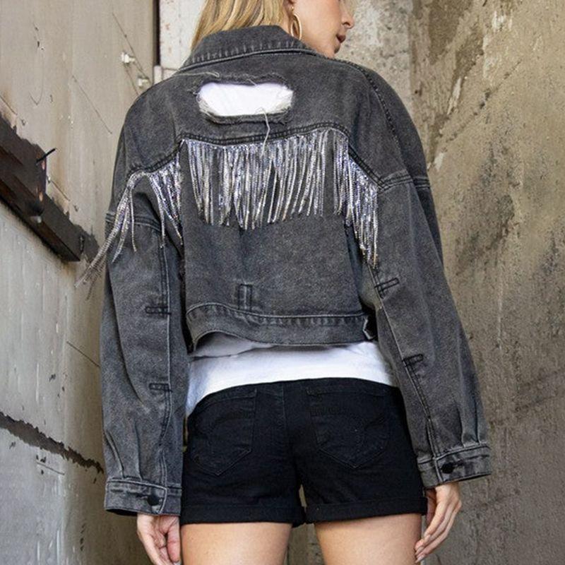 Cropped Collared Neck Dropped Shoulder Denim Jacket - Clothes For Her Online Store
