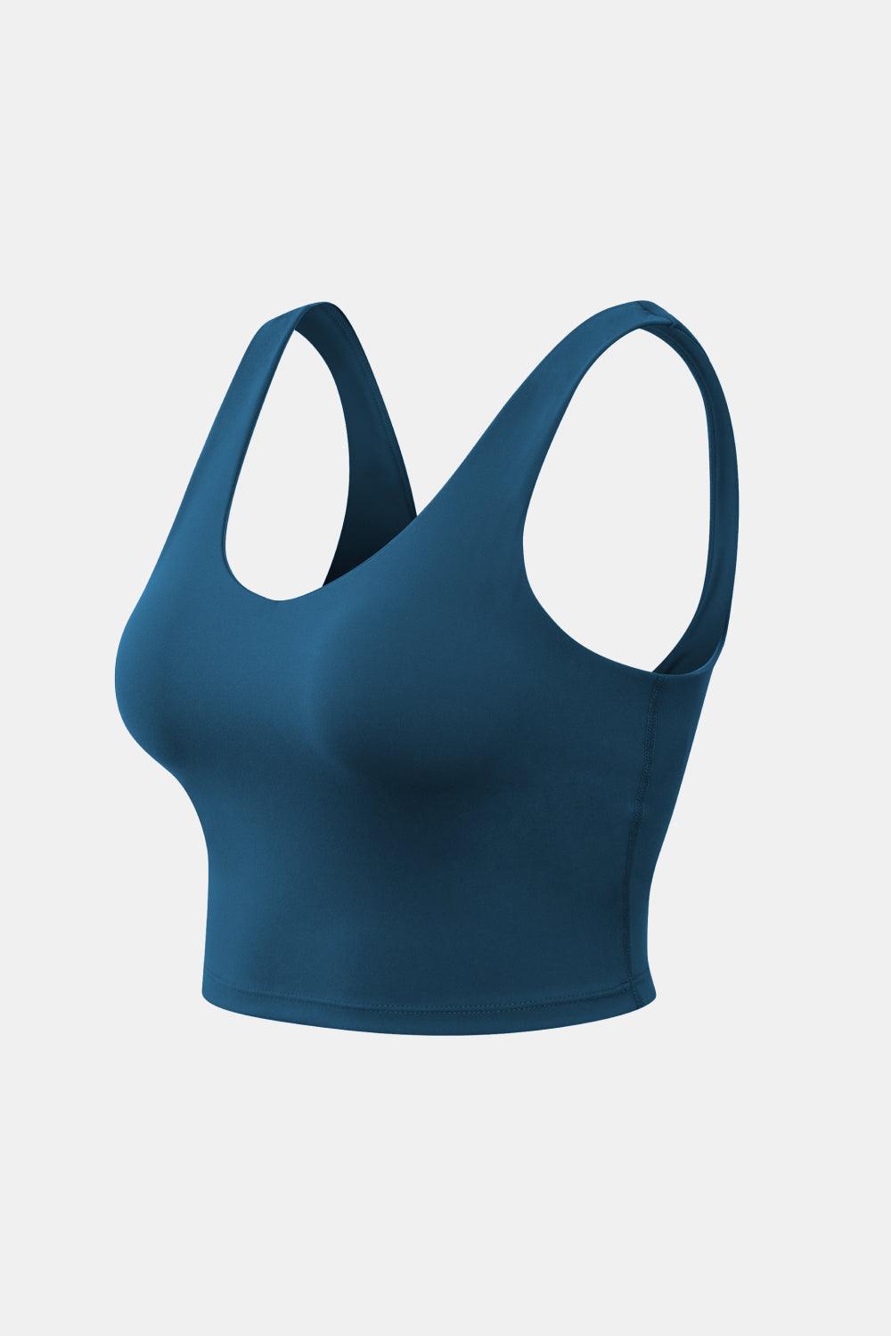 Cropped Scoop Neck Active Tank Top - Clothes For Her Online Store