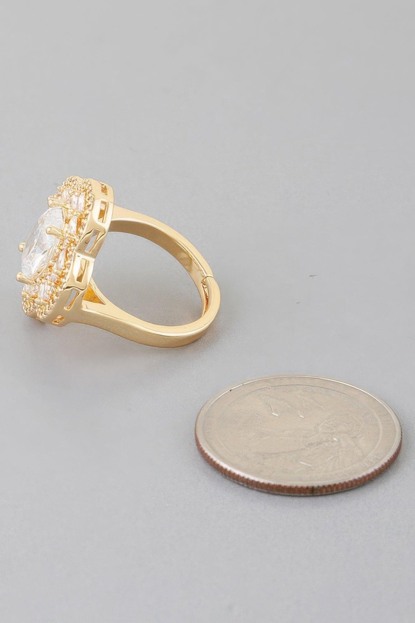 Crystallized Cubic Clover Ring - Clothes For Her Online Store