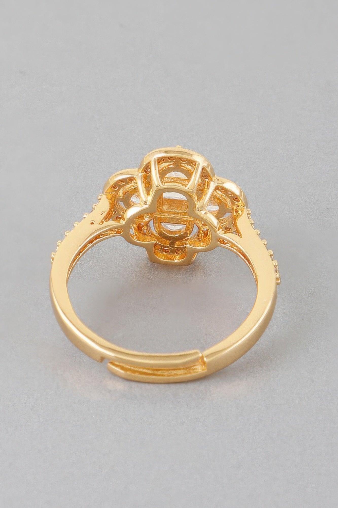 Cubic Jeweled Clover Ring - Clothes For Her Online Store