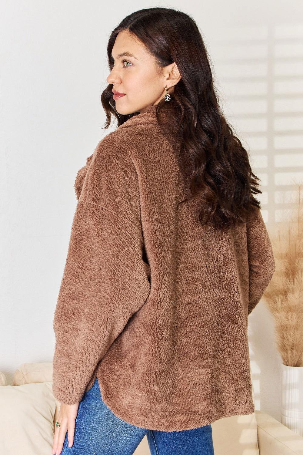 Culture Code Double Breasted Fuzzy Coat - Clothes For Her Online Store