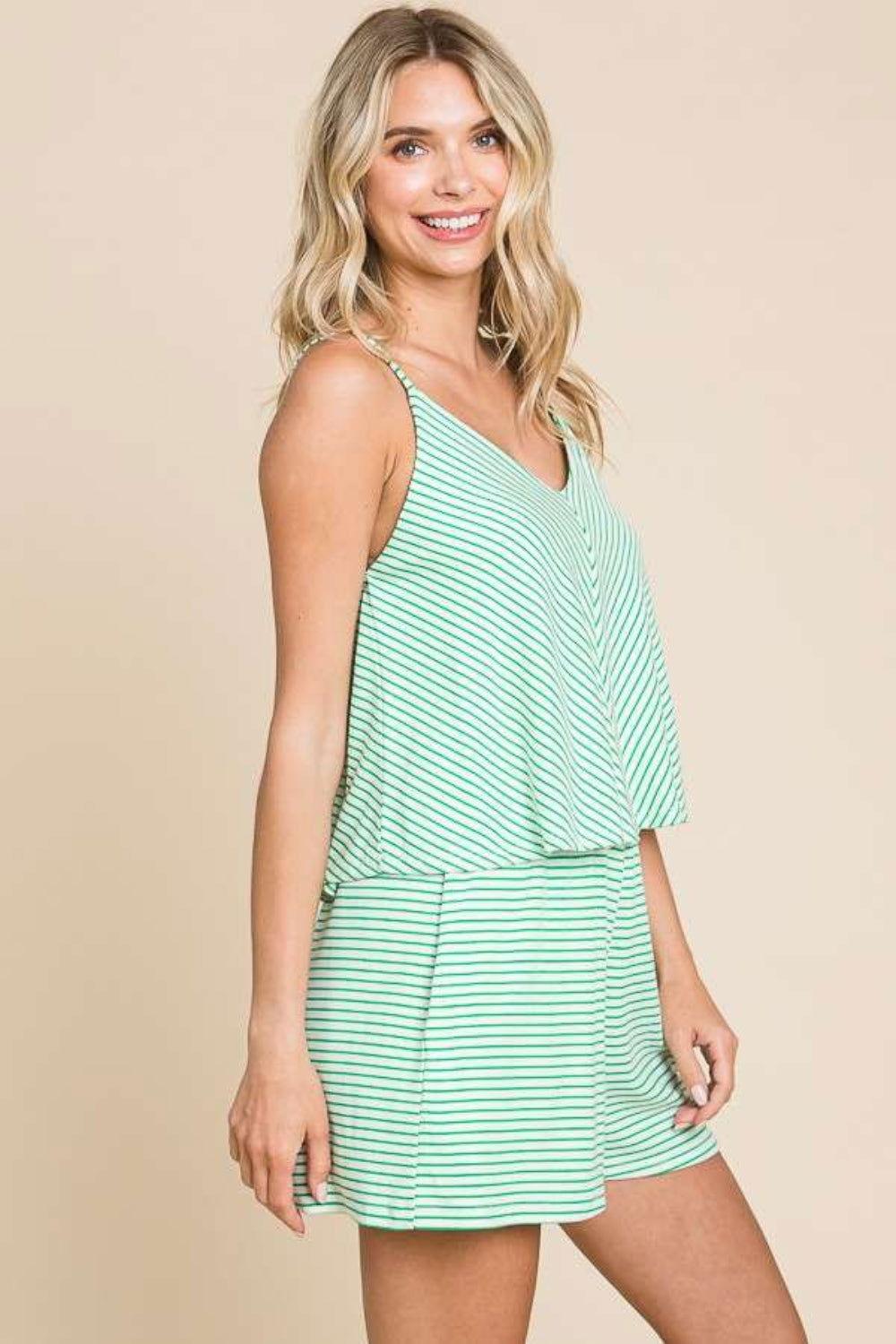 Culture Code Full Size Double Flare Striped Romper - Clothes For Her Online Store