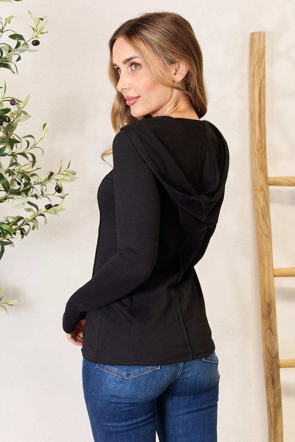 Culture Code Full Size Exposed Seam Long Sleeve Hoodie - Clothes For Her Online Store