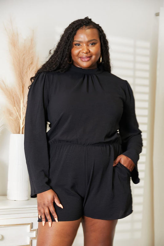 Culture Code Full Size Open Back Romper with Pockets - Clothes For Her Online Store