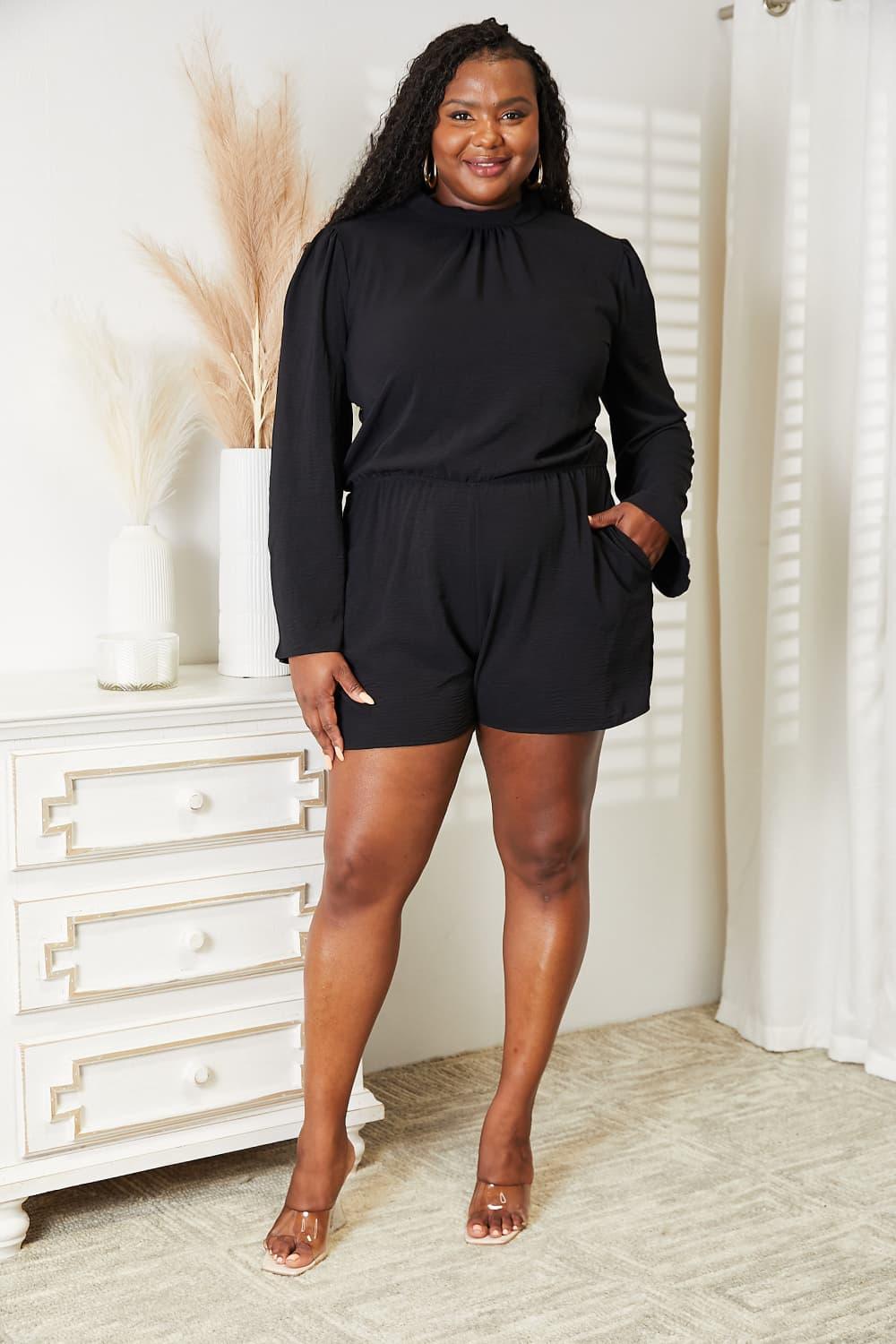 Culture Code Full Size Open Back Romper with Pockets - Clothes For Her Online Store