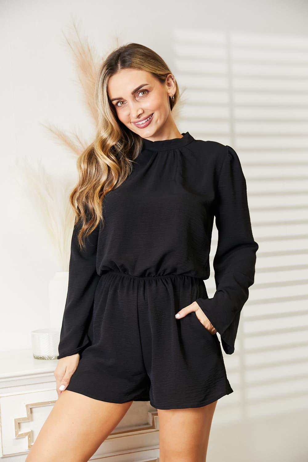 Culture Code Full Size Open Back Romper with Pockets - Clothes For Her Online Store