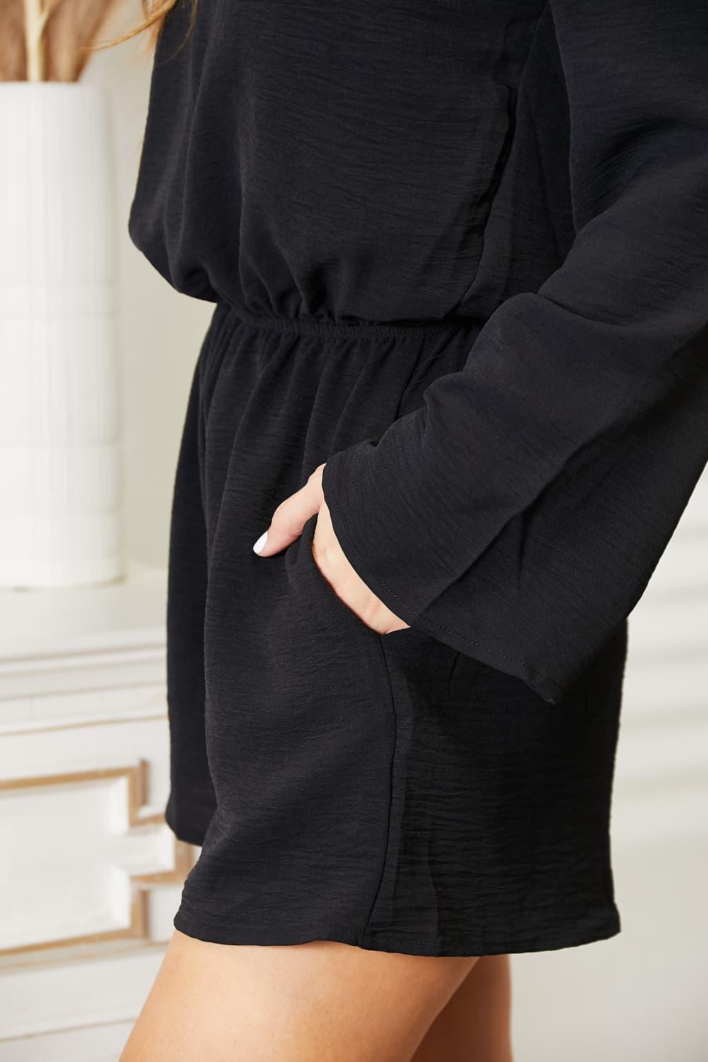 Culture Code Full Size Open Back Romper with Pockets - Clothes For Her Online Store