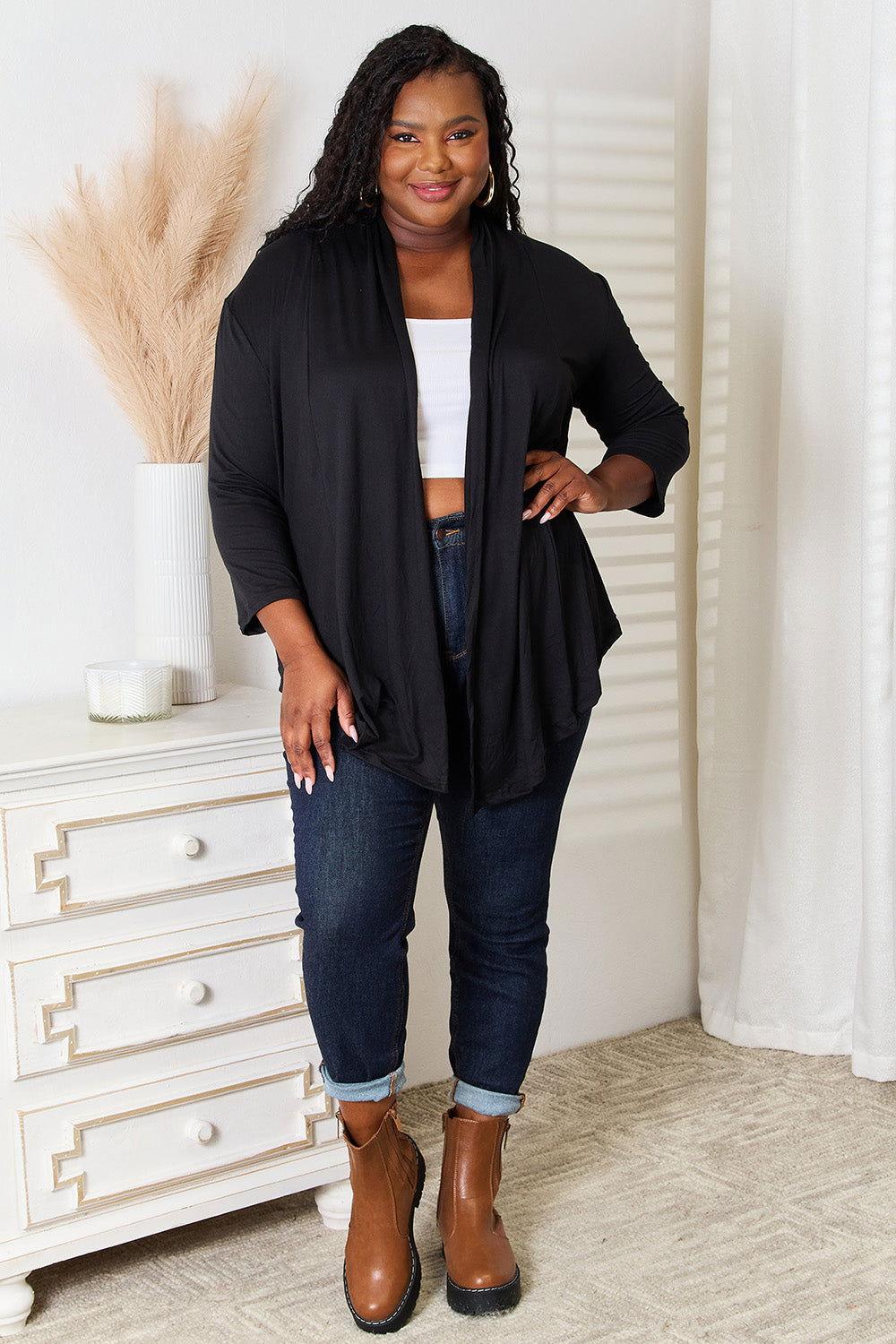 Culture Code Full Size Open Front Cardigan - Clothes For Her Online Store