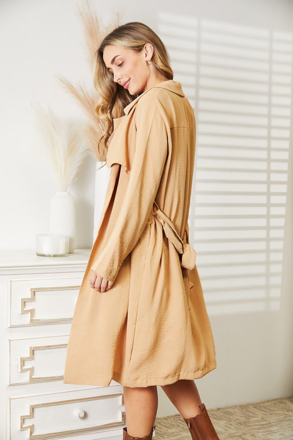 Culture Code Full Size Tied Trench Coat with Pockets - Clothes For Her Online Store