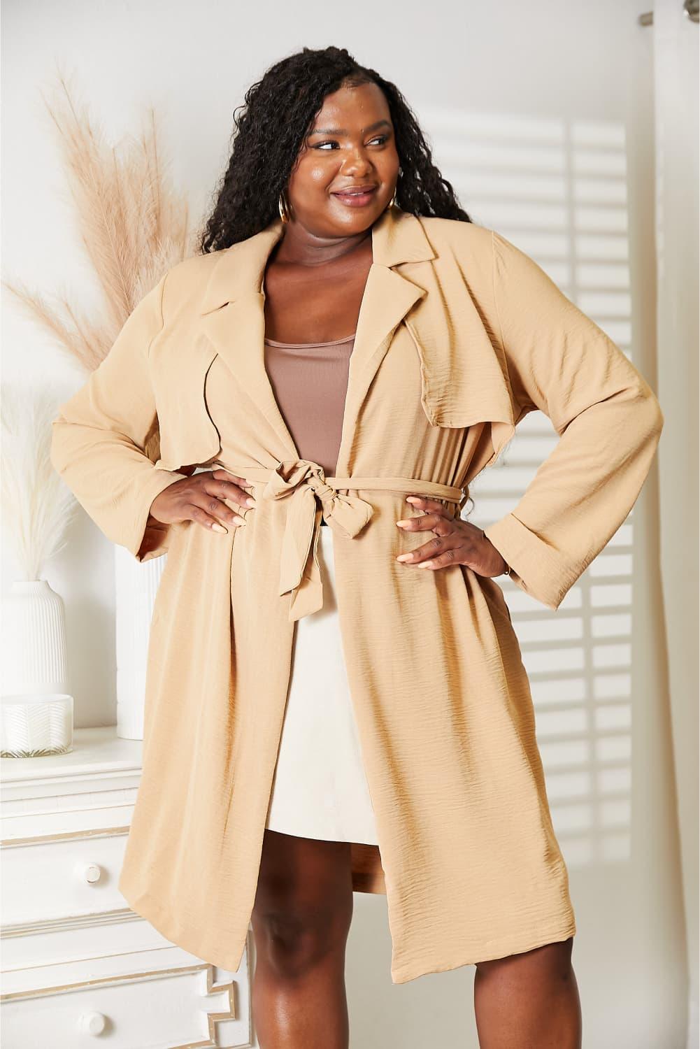 Culture Code Full Size Tied Trench Coat with Pockets - Clothes For Her Online Store