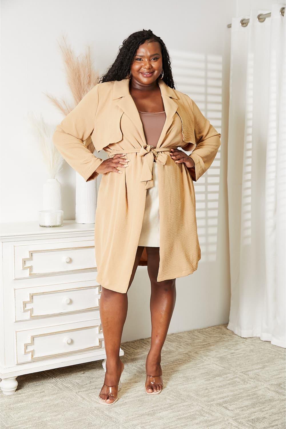 Culture Code Full Size Tied Trench Coat with Pockets - Clothes For Her Online Store