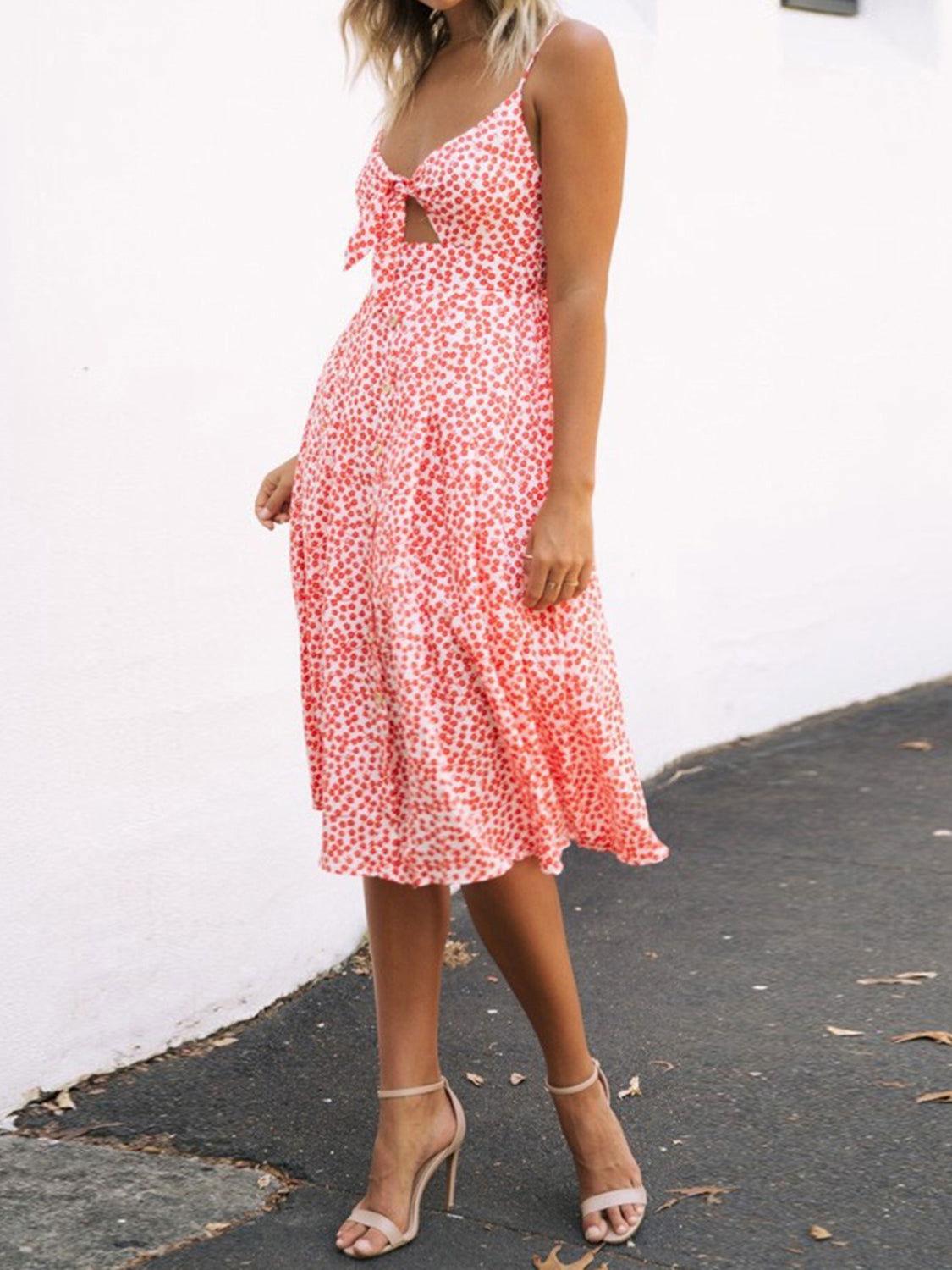 Cutout Smocked Sweetheart Neck Cami Dress