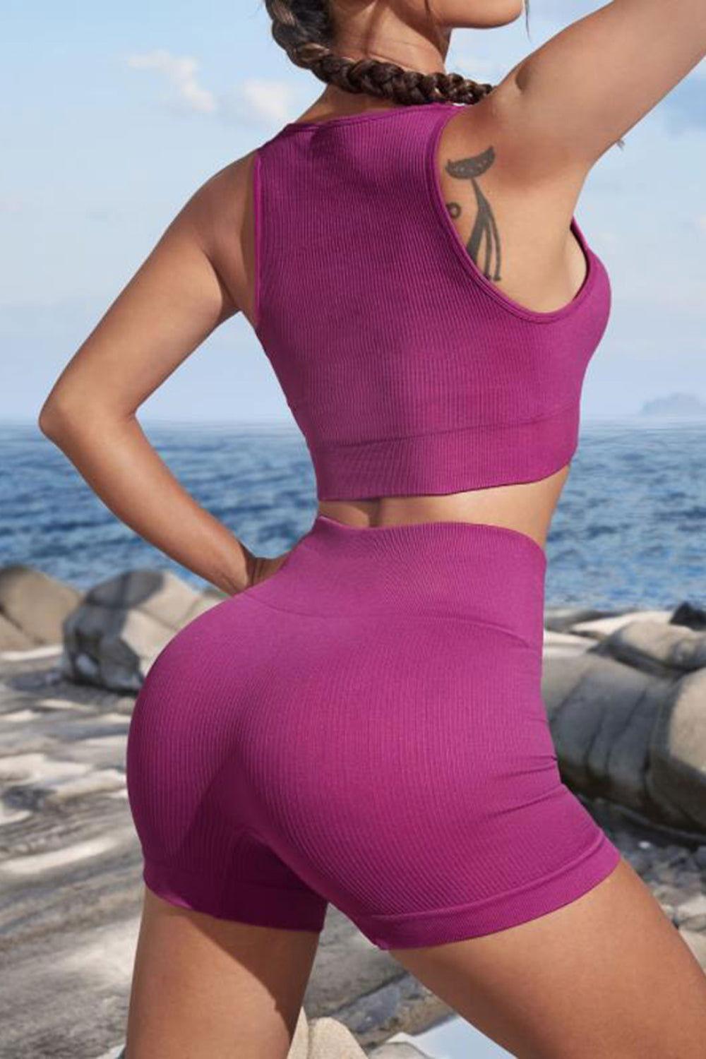 Cutout Two-Piece Sports Set - Clothes For Her Online Store