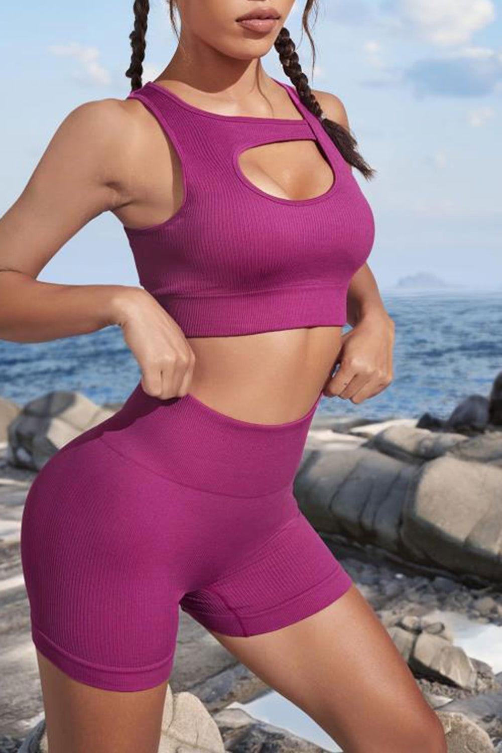Cutout Two-Piece Sports Set - Clothes For Her Online Store