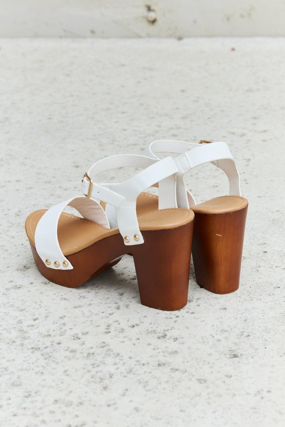 DDK Time After Time Wooden Platform Strap Heels - Clothes For Her Online Store