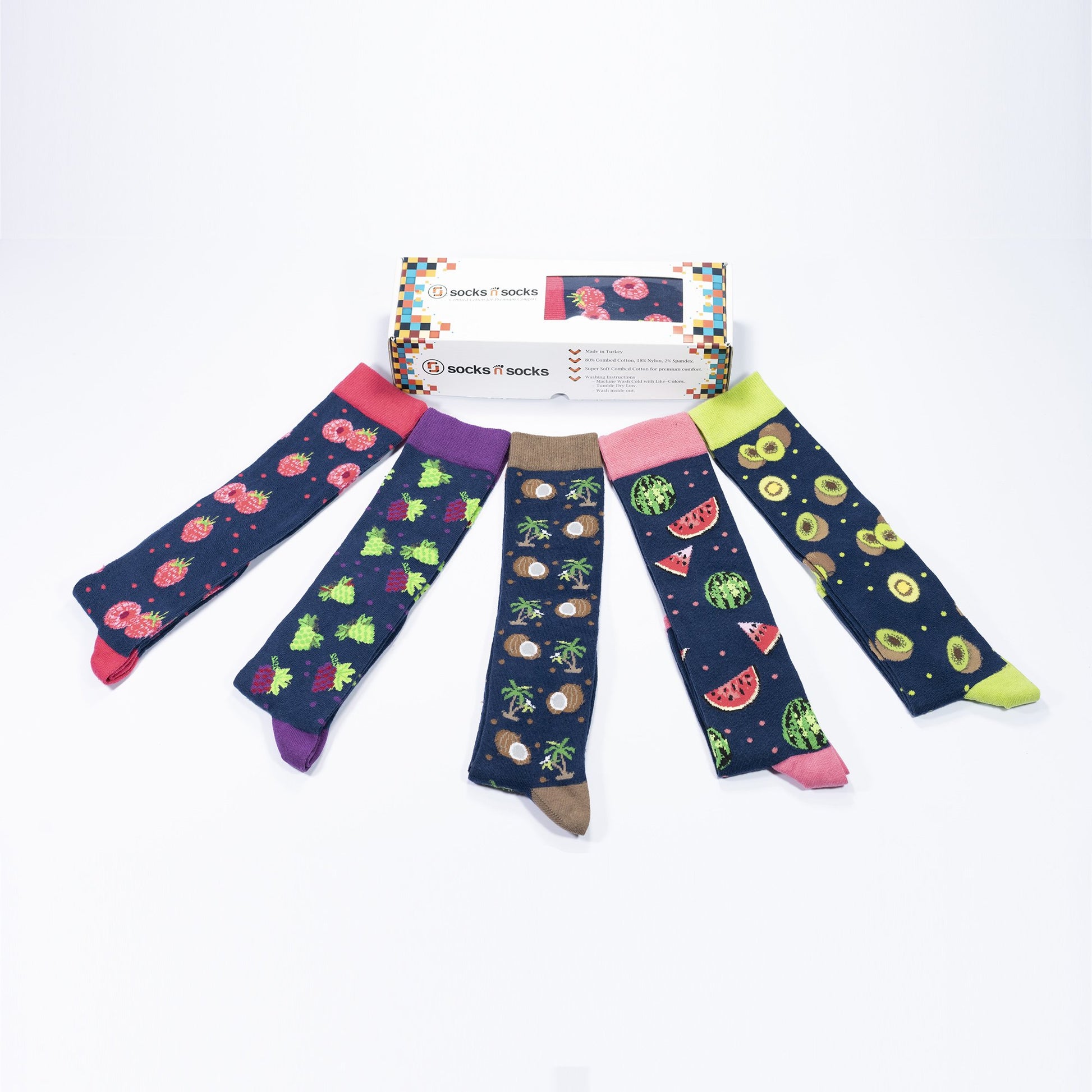 Women's Delightful Fruits Knee High Socks Set