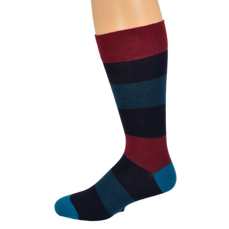 Combed Cotton Colorful Rugby Striped Patterned Men's 3 Pr. Pack Socks