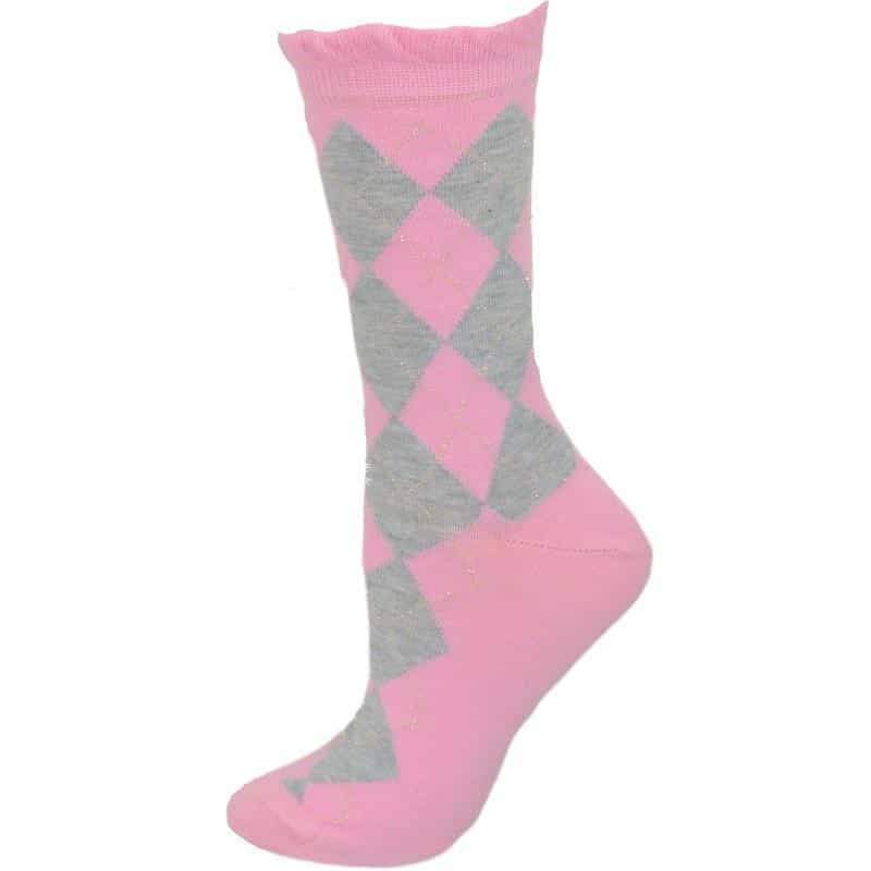 Sparkly Cotton Argyle Crew Socks - 2 Pairs