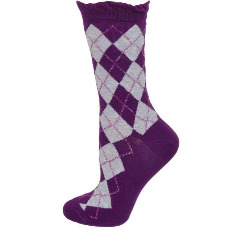 Sparkly Cotton Argyle Crew Socks - 2 Pairs