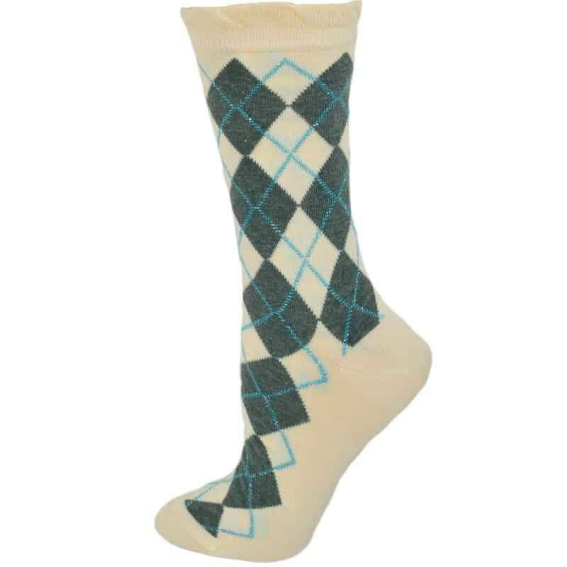 Sparkly Cotton Argyle Crew Socks - 2 Pairs