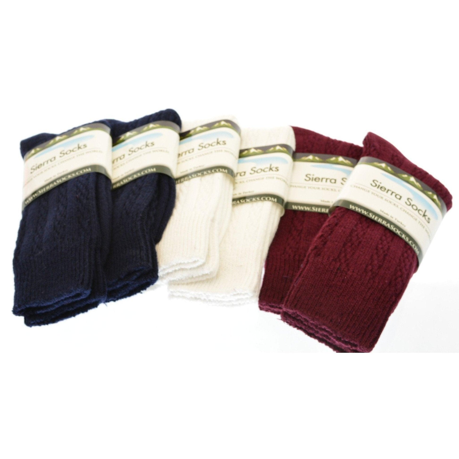 Classic Cable Knit Combed Cotton Crew Socks 2 Pair Pack