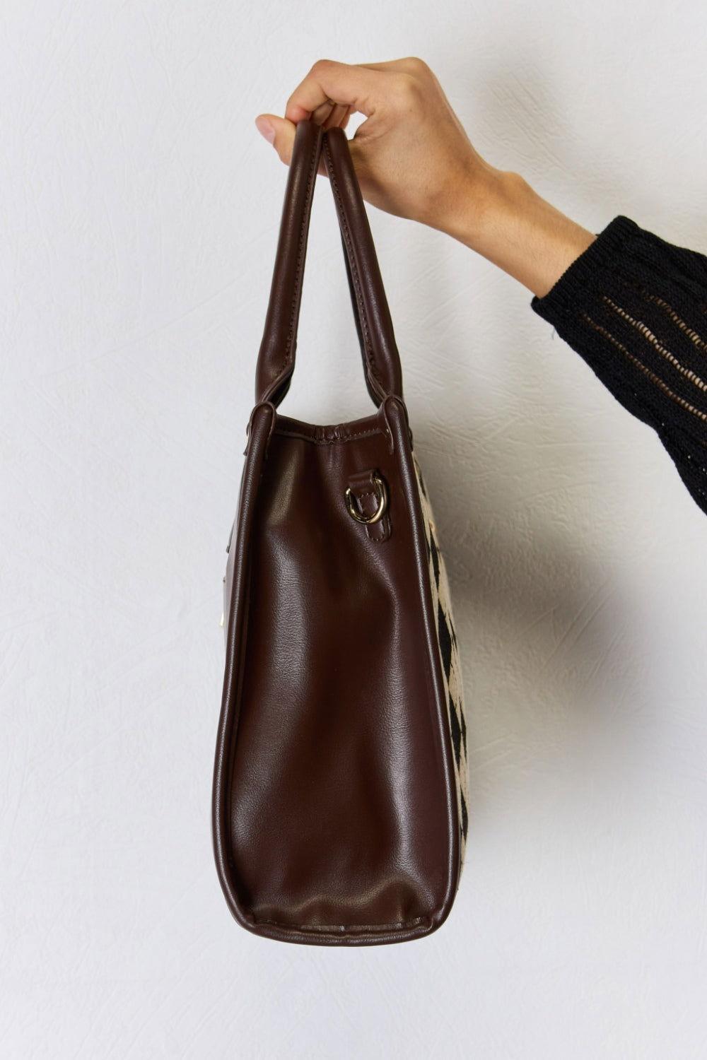 David Jones Argyle Pattern PU Leather Handbag - Clothes For Her Online Store
