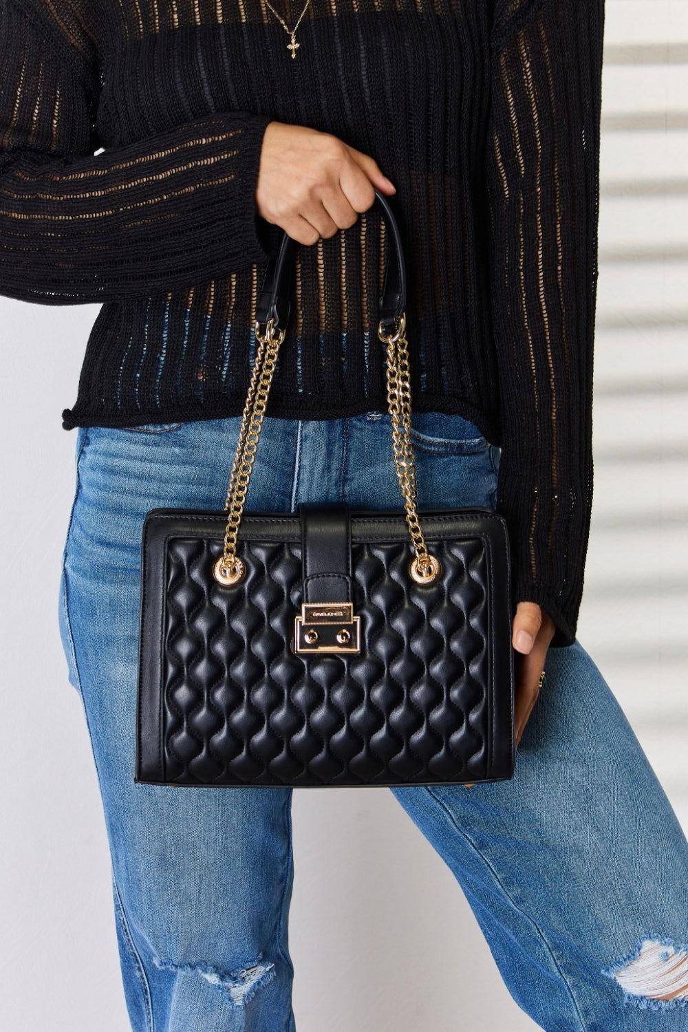 David Jones Quilted PU Leather Handbag - Clothes For Her Online Store