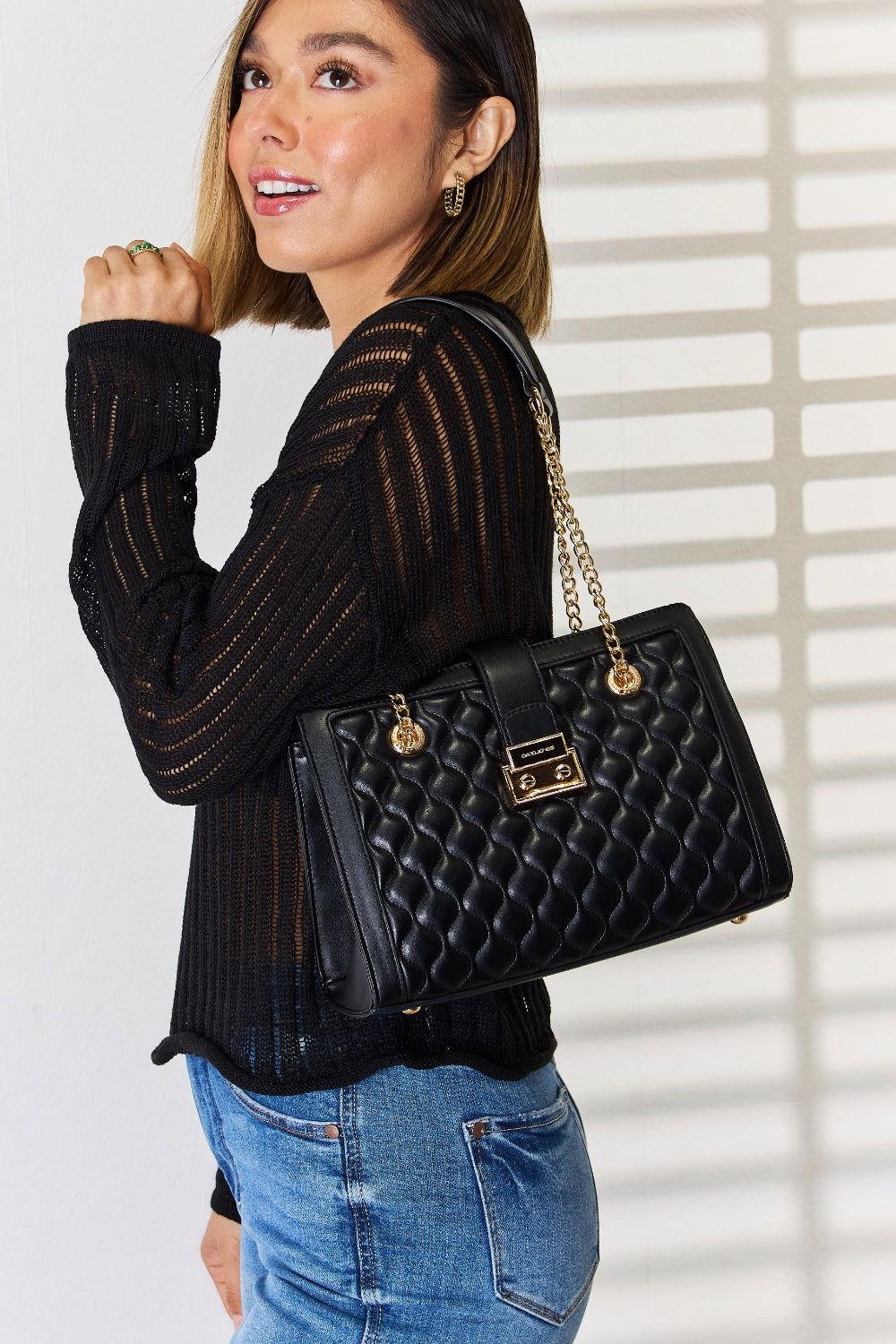 David Jones Quilted PU Leather Handbag - Clothes For Her Online Store