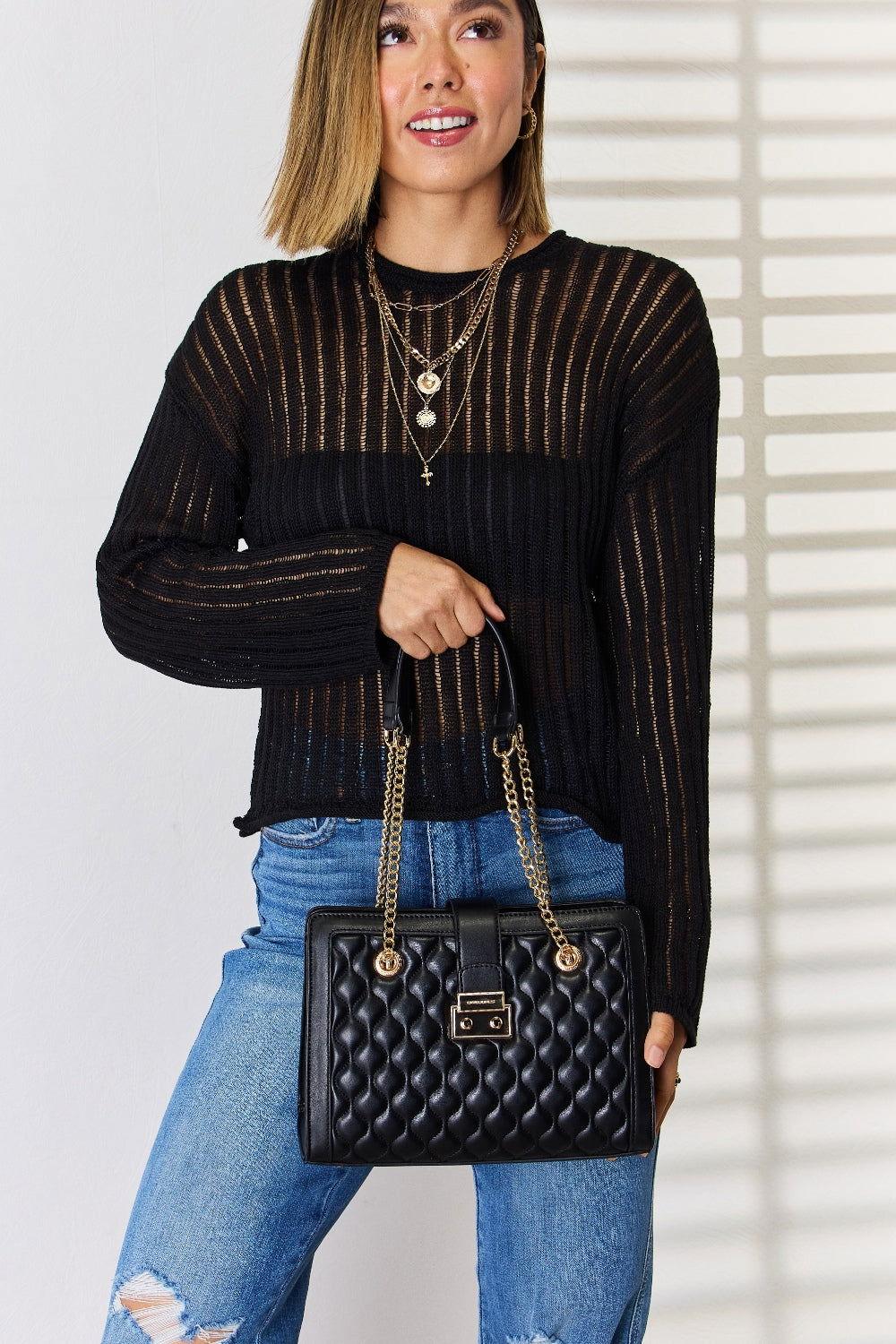 David Jones Quilted PU Leather Handbag - Clothes For Her Online Store