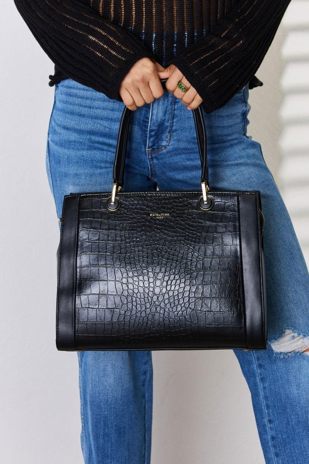 David Jones Texture PU Leather Handbag - Clothes For Her Online Store