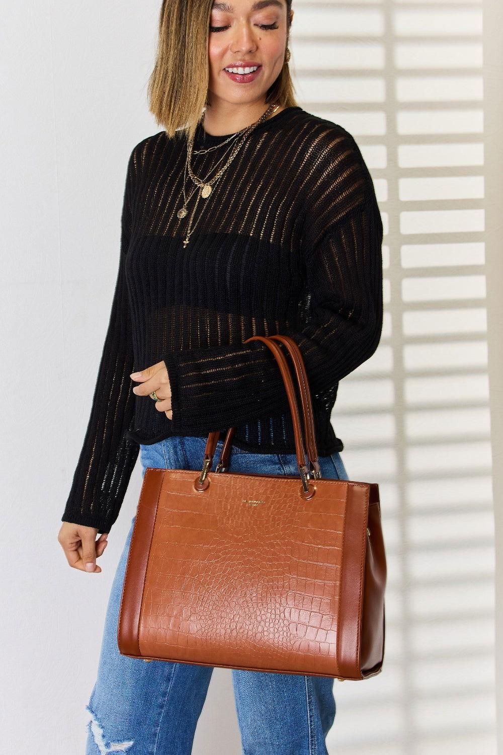 David Jones Texture PU Leather Handbag - Clothes For Her Online Store