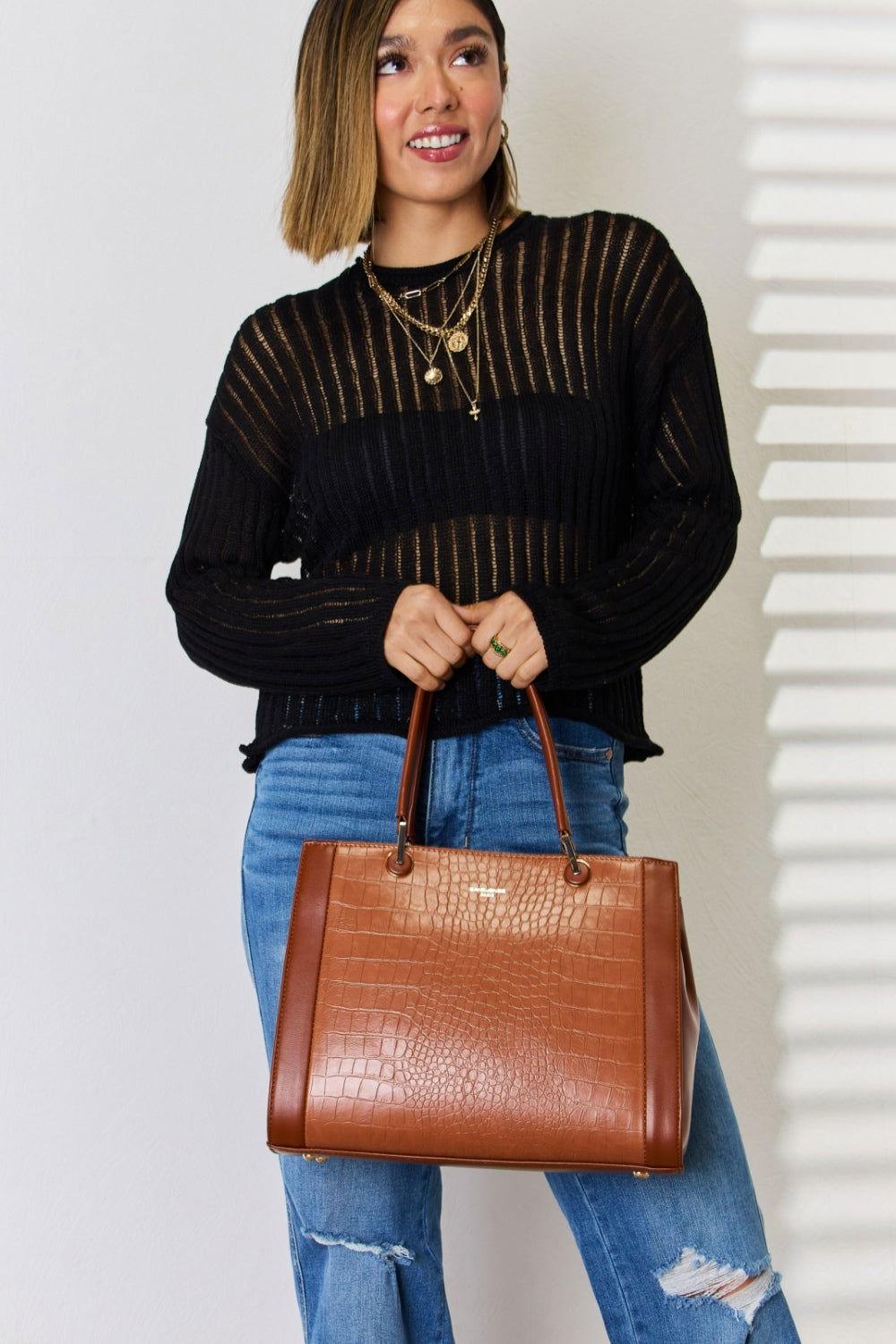 David Jones Texture PU Leather Handbag - Clothes For Her Online Store