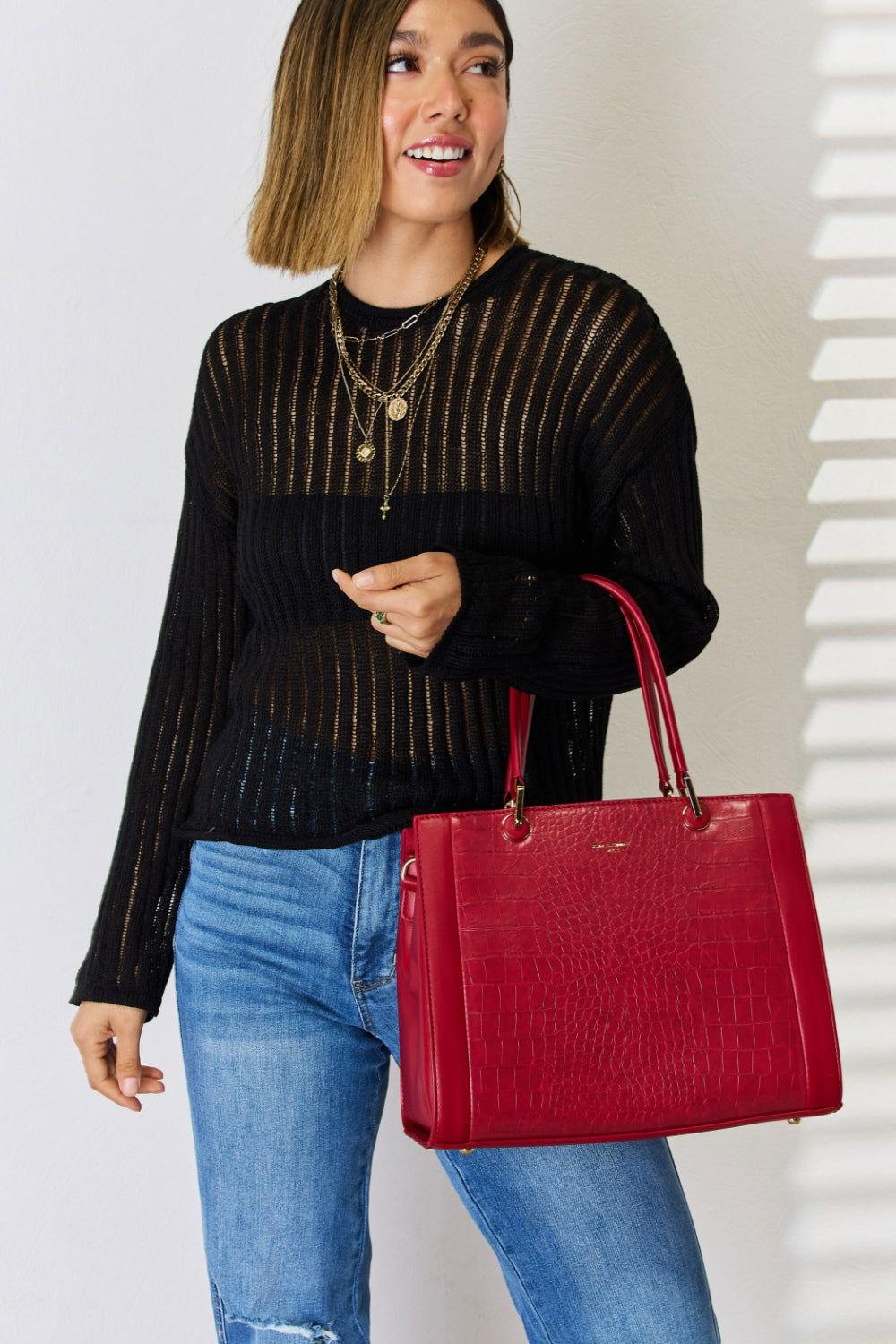 David Jones Texture PU Leather Handbag - Clothes For Her Online Store