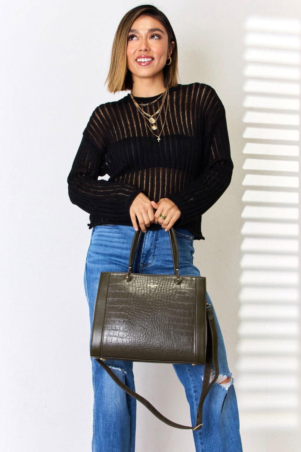 David Jones Texture PU Leather Handbag - Clothes For Her Online Store