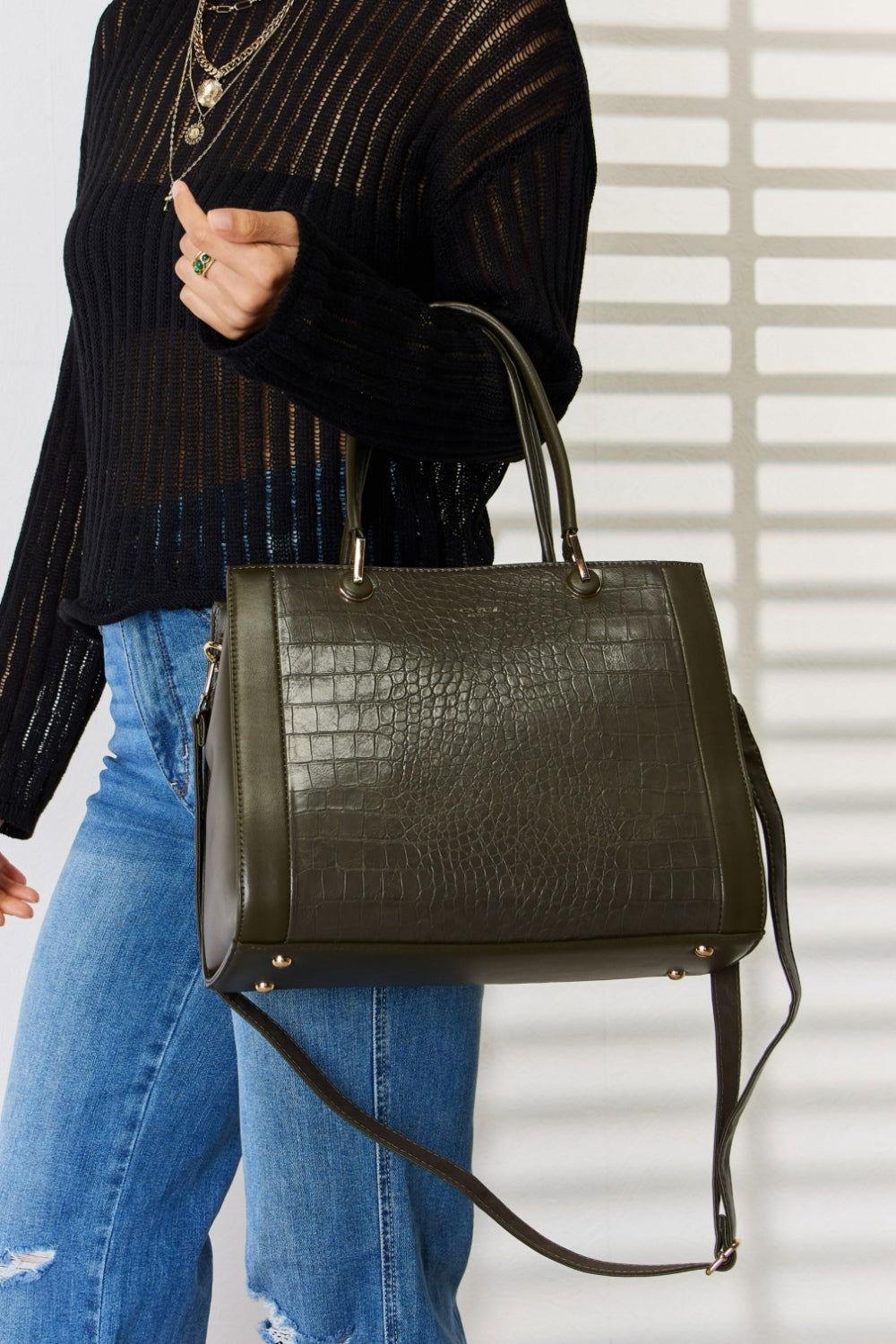 David Jones Texture PU Leather Handbag - Clothes For Her Online Store