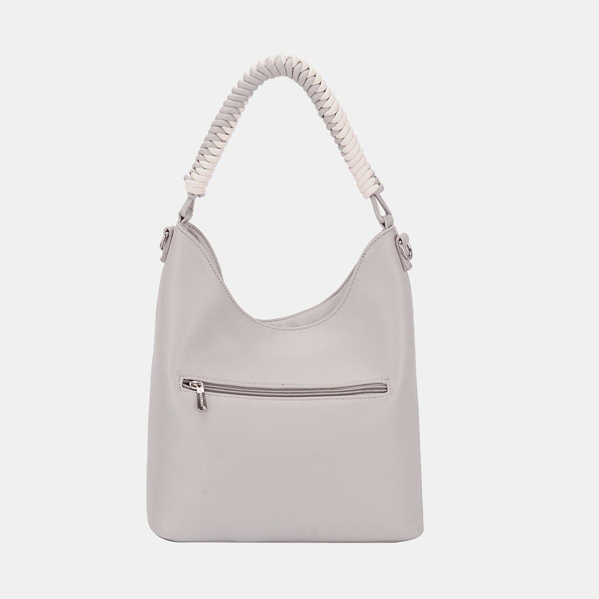 David Jones Woven Handle PU Leather Handbag - Clothes For Her Online Store